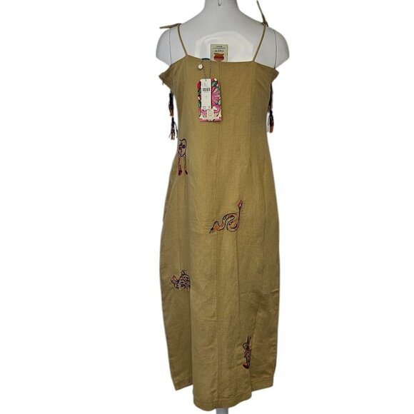 Farm Rio x Anthropologie Embroidered Linen Blend Dress, Embroidered, Beaded, S - Picture 3 of 11